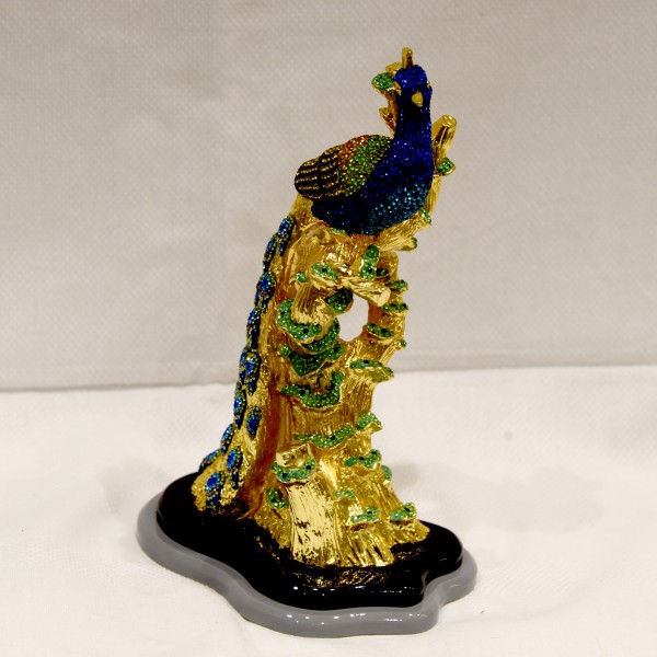DANCING PEACOCK GOLD WITH REAL SARVOSKI STUDED