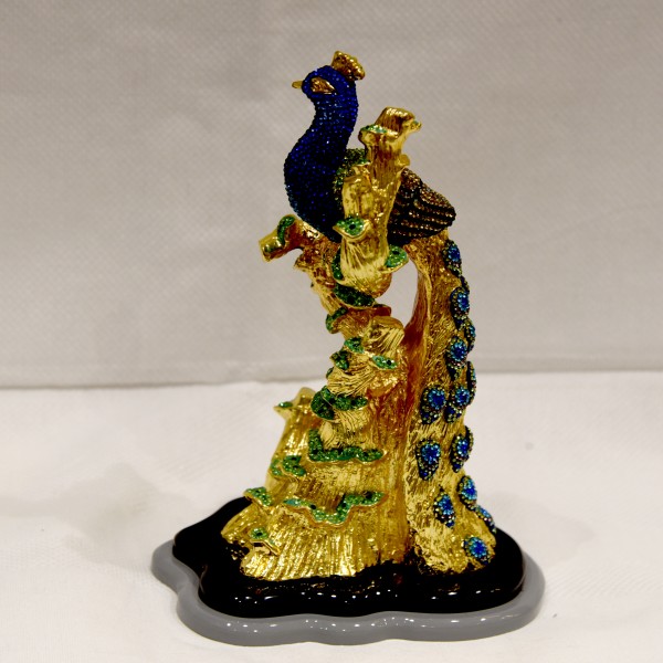 DANCING PEACOCK GOLD WITH REAL SARVOSKI STUDED