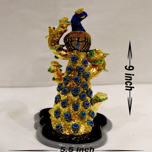 DANCING PEACOCK GOLD WITH REAL SARVOSKI STUDED